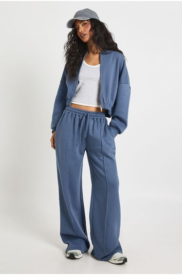 Zip Through Bomber Straight Leg Tracksuit - slate