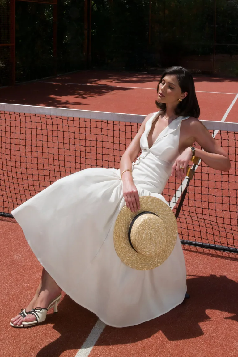 white plunge midi dress White Warehouse Poplin Plunge Neck Waisted Midi Sundress