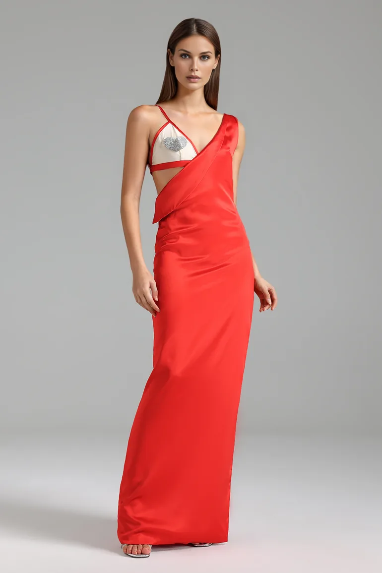 Hailey Deep-V Backless High Slit Maxi Dress Bella Barnett : Evening Dresses  : VogaCloset Qatar