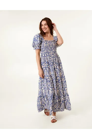 Puff Sleeve Square Neck Maxi Dress