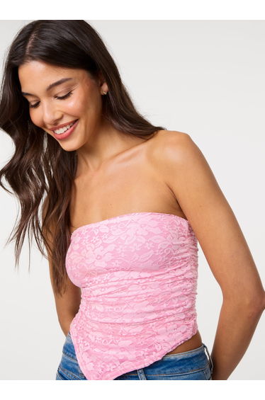 Bandeau Ruched Side Lace Top