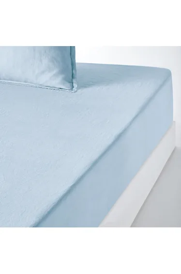 شرشف سرير كتان مغسول بحواف مطاطية ارتفاع 35 سم