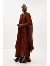 Hamnet Cape Sleeve Ruch Maxi Dress - 2