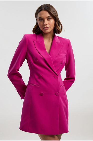 Petite Polished Tailored Double Breasted Blazer Mini Dress