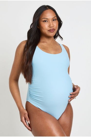 Maternity Scoop Neck Swimsuit - baby blue