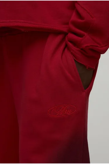 Relaxed Fit Flare Star Applique Spray Washed Loopback Joggers - red