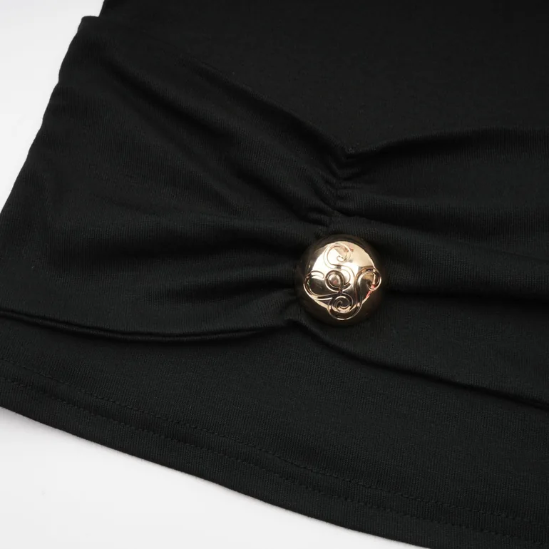 Odette black ruched stretch-jersey top - 15