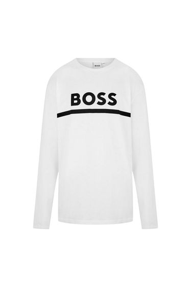 Boss Boys Logo Long-Sleeved T-Shirt - White