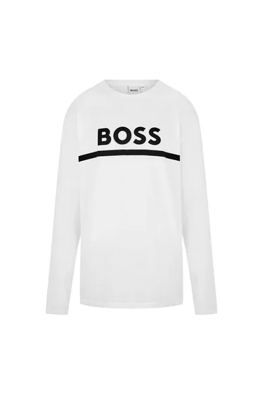 Boss Boys Logo Long-Sleeved T-Shirt - White