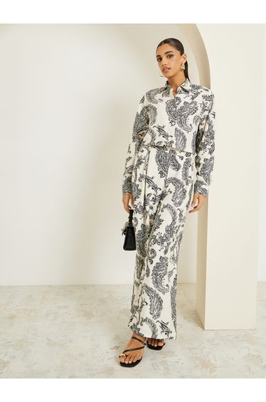 Women Printed Buttoned Shirt and Pants Co-Ords