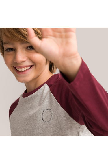 Pack of 3 T-Shirts in Cotton with Chest Print and Long Sleeves