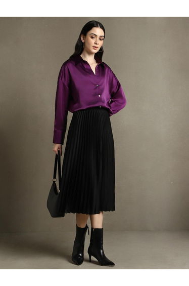 Purple Satin Relaxed Fit Shirt