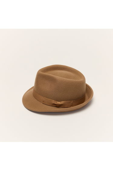 Camel Trilby Hat With Teardrop Crown