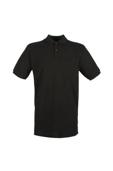 Henbury Mens Modern Fit Cotton Pique Polo Shirt - Black