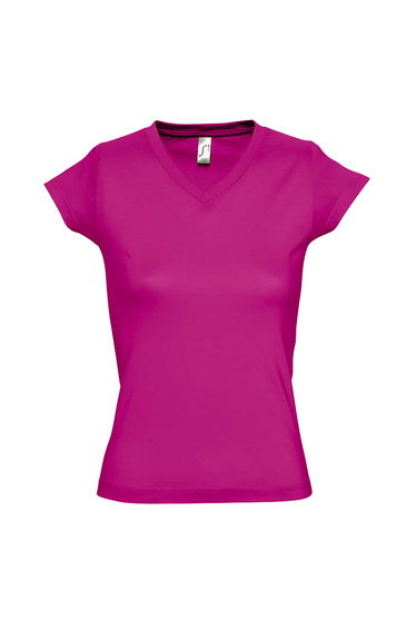 SOLs Womens/Ladies Moon V Neck Short Sleeve T-Shirt - Fuchsia