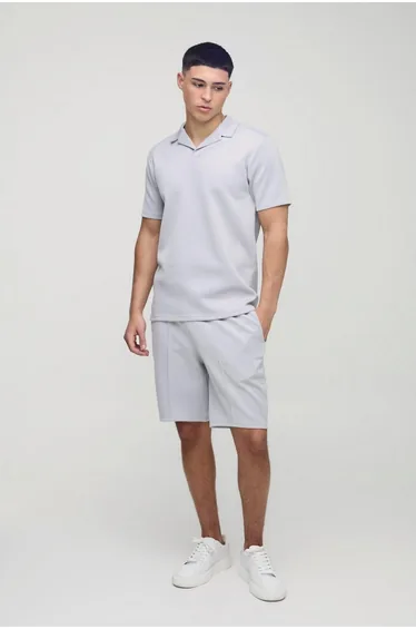 Slim Scuba Polo & Short Set - grey