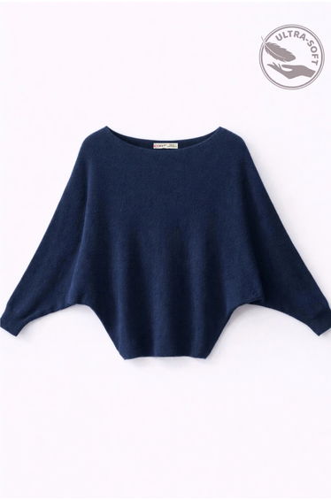 MIXRAY Oversized Boat Neck Ribbed Knit Sweater
