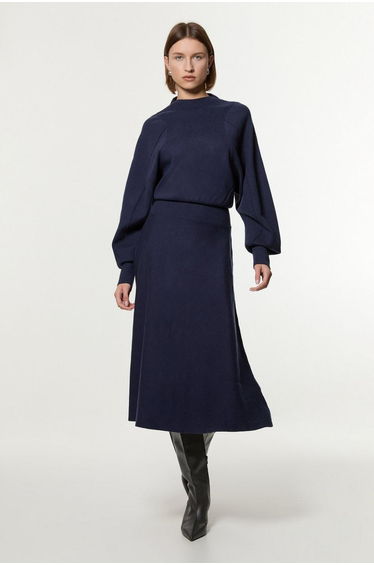 Wool Look Rounded Sleeve Knit Midaxi Dress