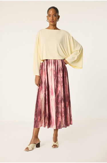 PATTERNED SATIN SKIRT