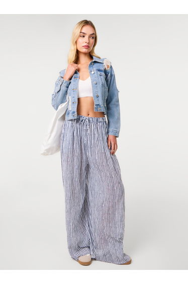 Distressed Cropped Denim Jacket