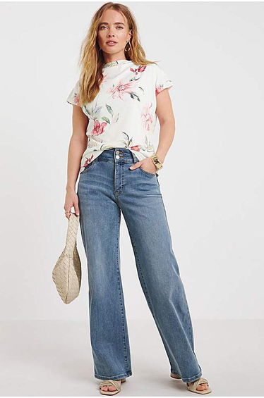 Floral Slash Neck Mesh Top
