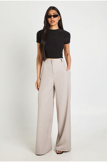 Tall Slinky Basic Short Sleeve Crop Top - black