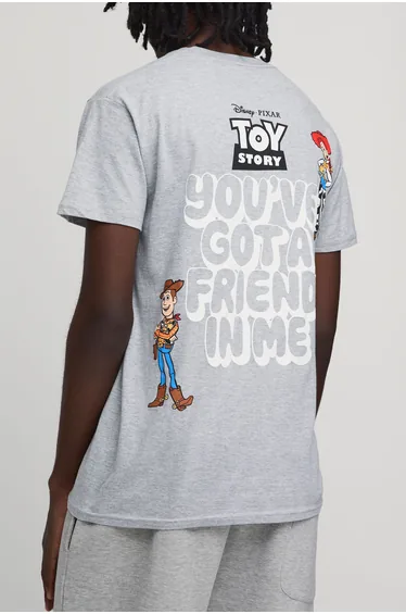 Toy Story You've Got A Friend Oversized License Print T-shirt - grey marl