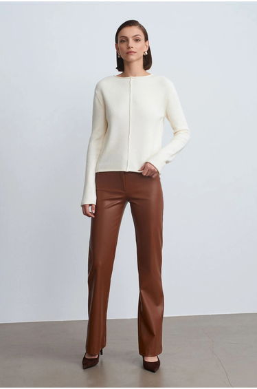Dilvin Women's Boat Neck Ribbed Knit Sweater