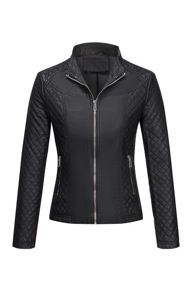 Black Quilted Look Padded Jacket