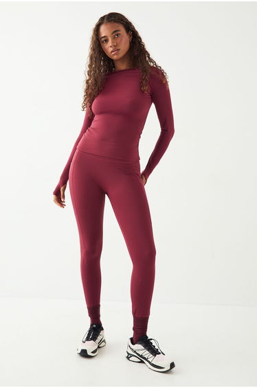 DSGN Studio Sport Sculpt Pocket Detail Sports Legging - burgundy