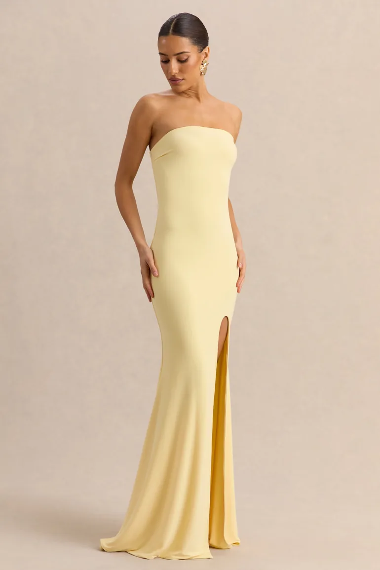 Melva | Lemon Bandeau Maxi Dress - 4