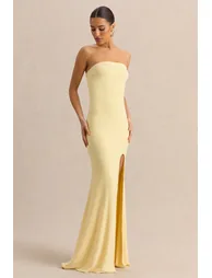 Melva | Lemon Bandeau Maxi Dress - 4