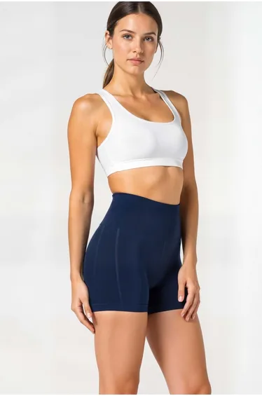 DS MARCY Navy Blue TIGHTS High Waist, Flexible and Restorative Seamless Sports Short Tights