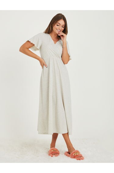 Solid Wrap Front Nightdress