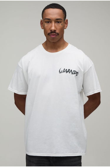 Oversized Mandalorian License Print T-Shirt - white