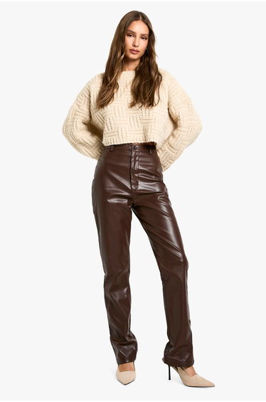 High Waisted PU Trousers