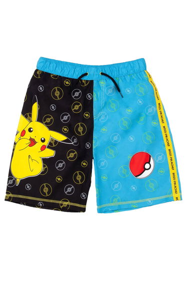 Pokemon Boys Pikachu Pokeball Swim Shorts - Black/Blue