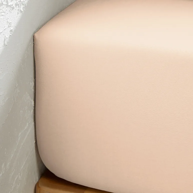 شرشف سرير قطن ساتان مغسول سادة بحواف مطاطية - 2