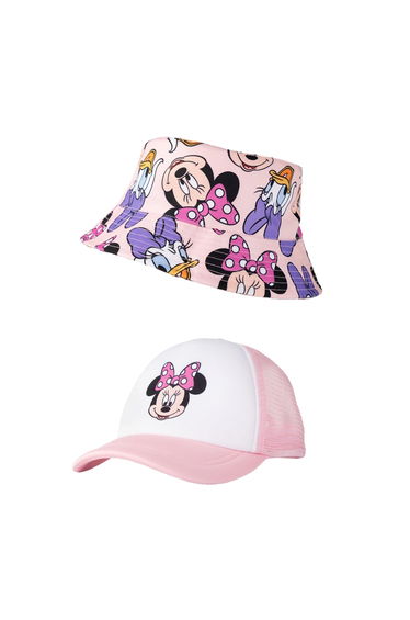 Disney Girls Minnie Mouse Bucket Hat & Cap Set - Pink