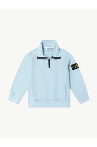 Stone Island Boys Brushed Organic Fleece Half Zip Sweatshirt in Blue