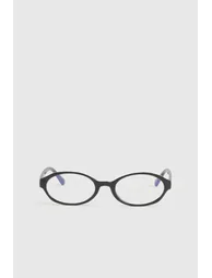 Oval Blue Light Rounded Glasses - black - 2