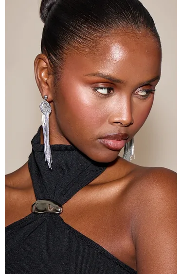 Silver Knot Waterfall Chain Earrings