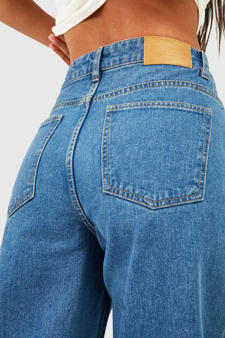 Petite Basics Wide Leg Jean - mid blue - 3