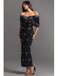 Soloma Off-the-Shoulder Diamond Maxi Dress - 3