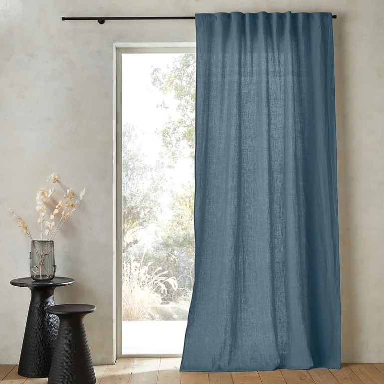 Private Ruffled Washed Linen Curtain - 1