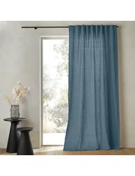 Private Ruffled Washed Linen Curtain - 1