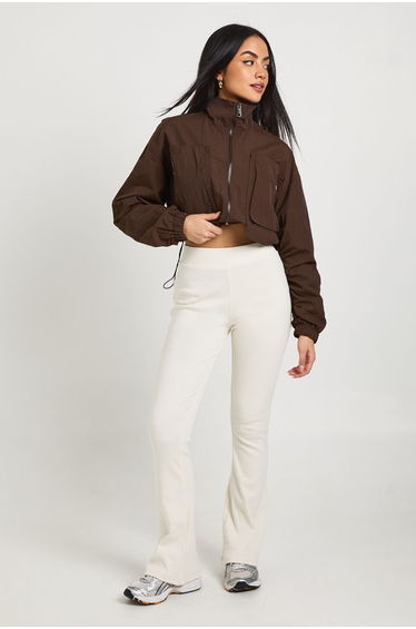 Ribbed Flare Leggings - cream