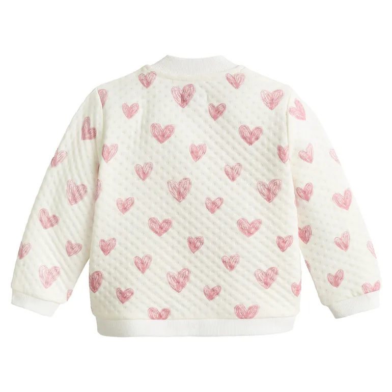 Heart Print Quilted Sweatshirt in Cotton Mix - 1