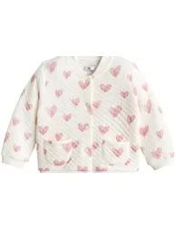 Heart Print Quilted Sweatshirt in Cotton Mix