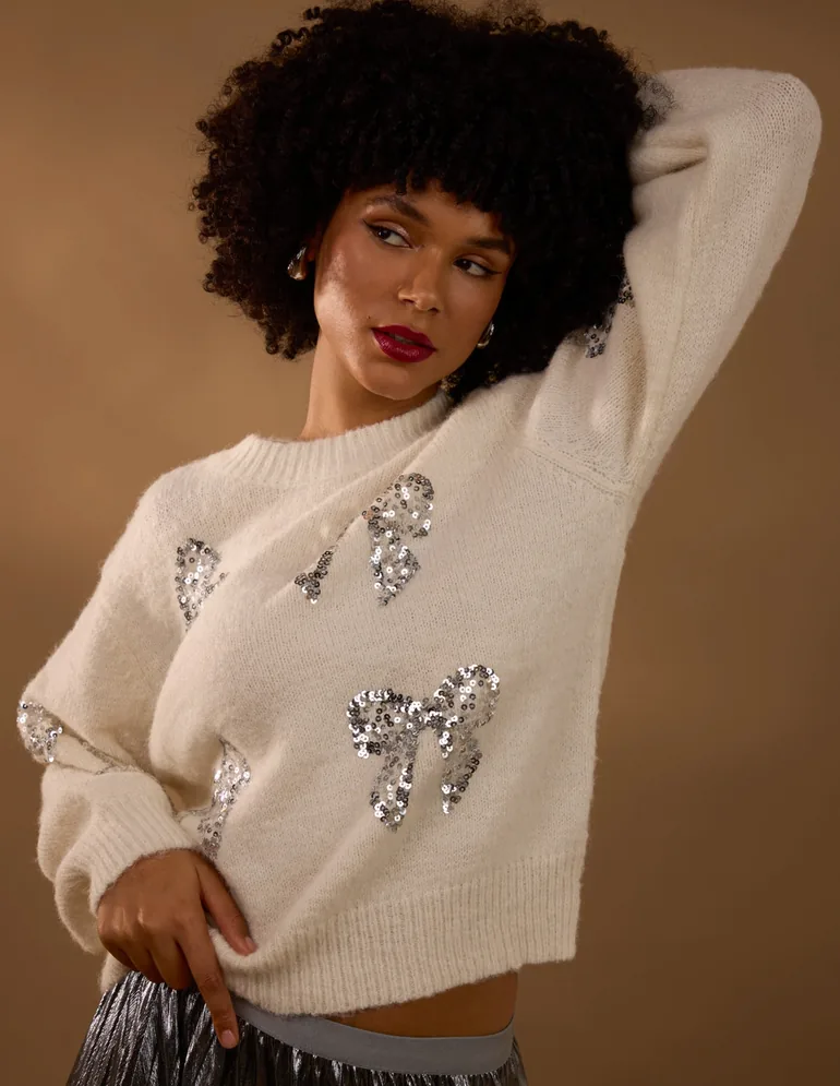 Sequin Bow Jumper - 3